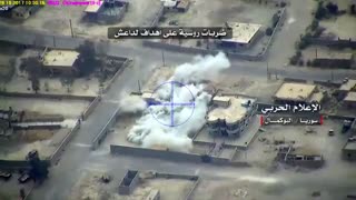 شکار ادوات نظامی و پایگاه های داعش در شهر بوکمال دیرالزور توسط جنگنده و پهبادهای ارتش روسیه