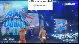 بالا بردن پرچم ایران در مسابقات کشتی کج عربستان