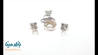 نیم ست سیاه قلم نقره مدل بینهایت