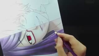 کشیدن نقاشی حرفه ای از کانکی و ریزه ( حتما ببینید)