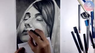 آموزش طراحی چهره با مداد گرافیتی ساده