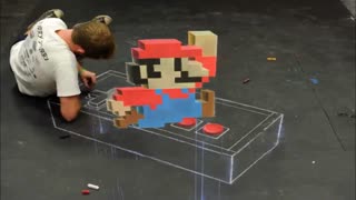 نقاشی سه بعدی سوپر ماریو با گچ