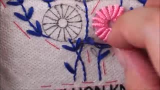 گل bullion knot stitch